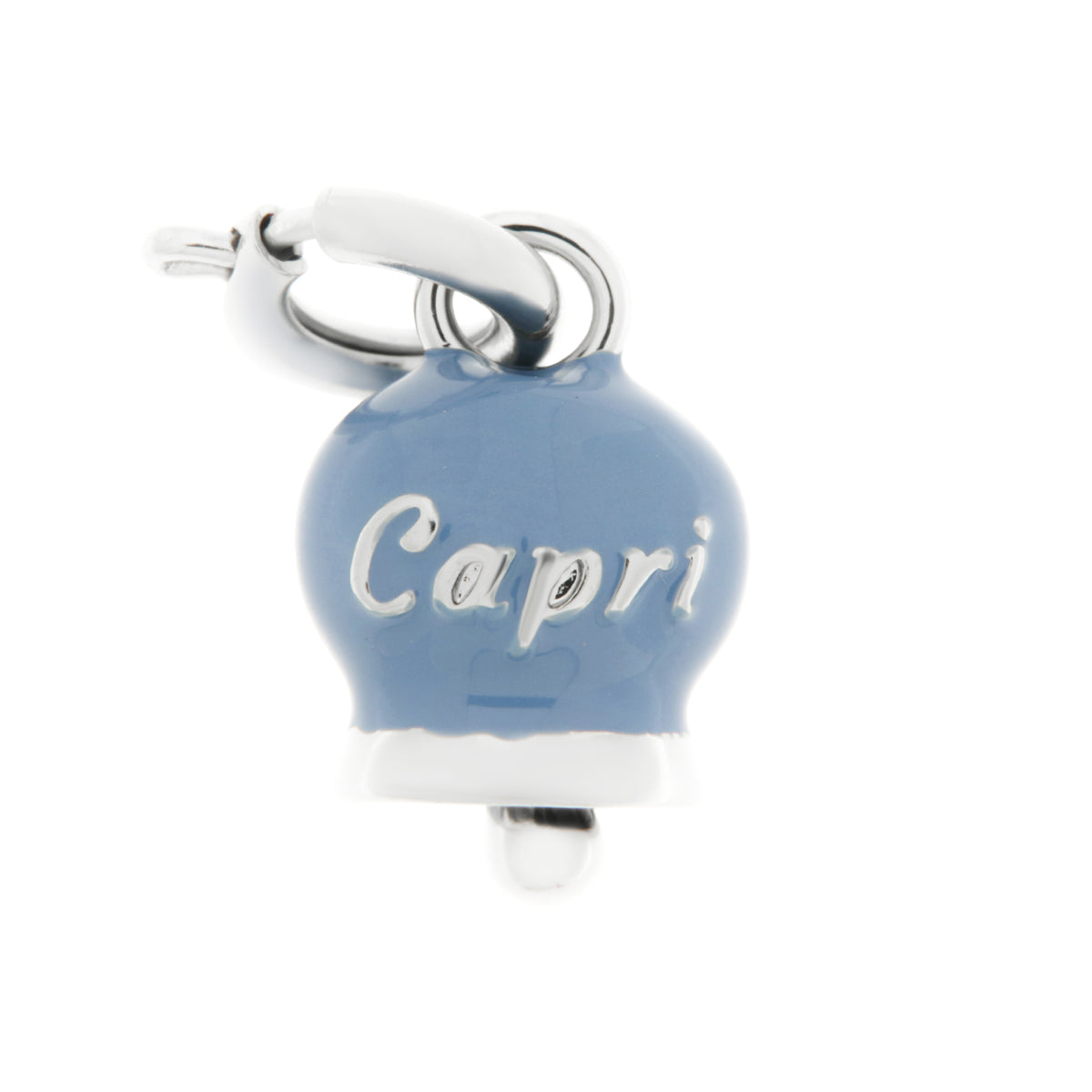 Metal pendant with capri written bell