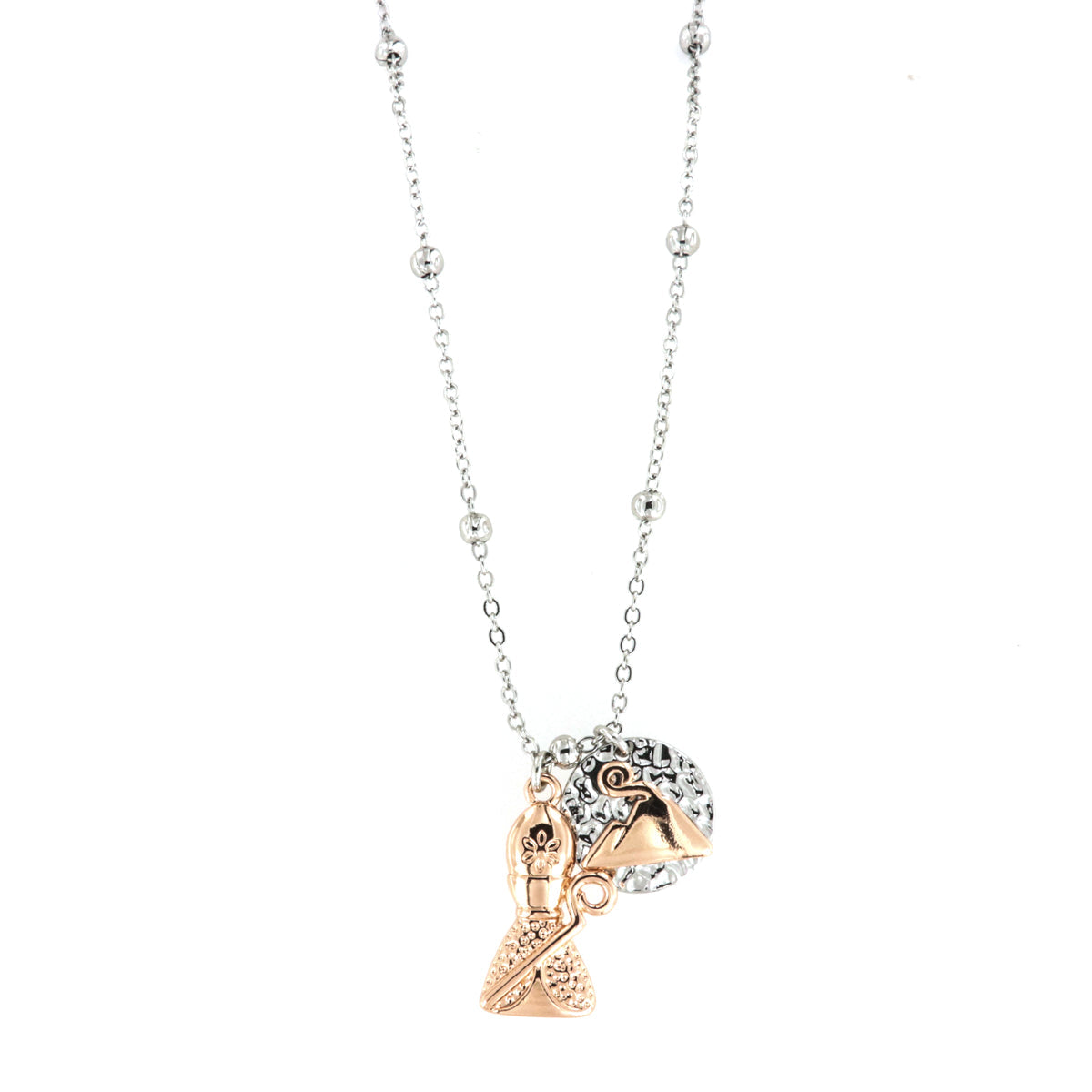 Collana in Metallo con San Gennaro pendente e medaglia con vesuvio