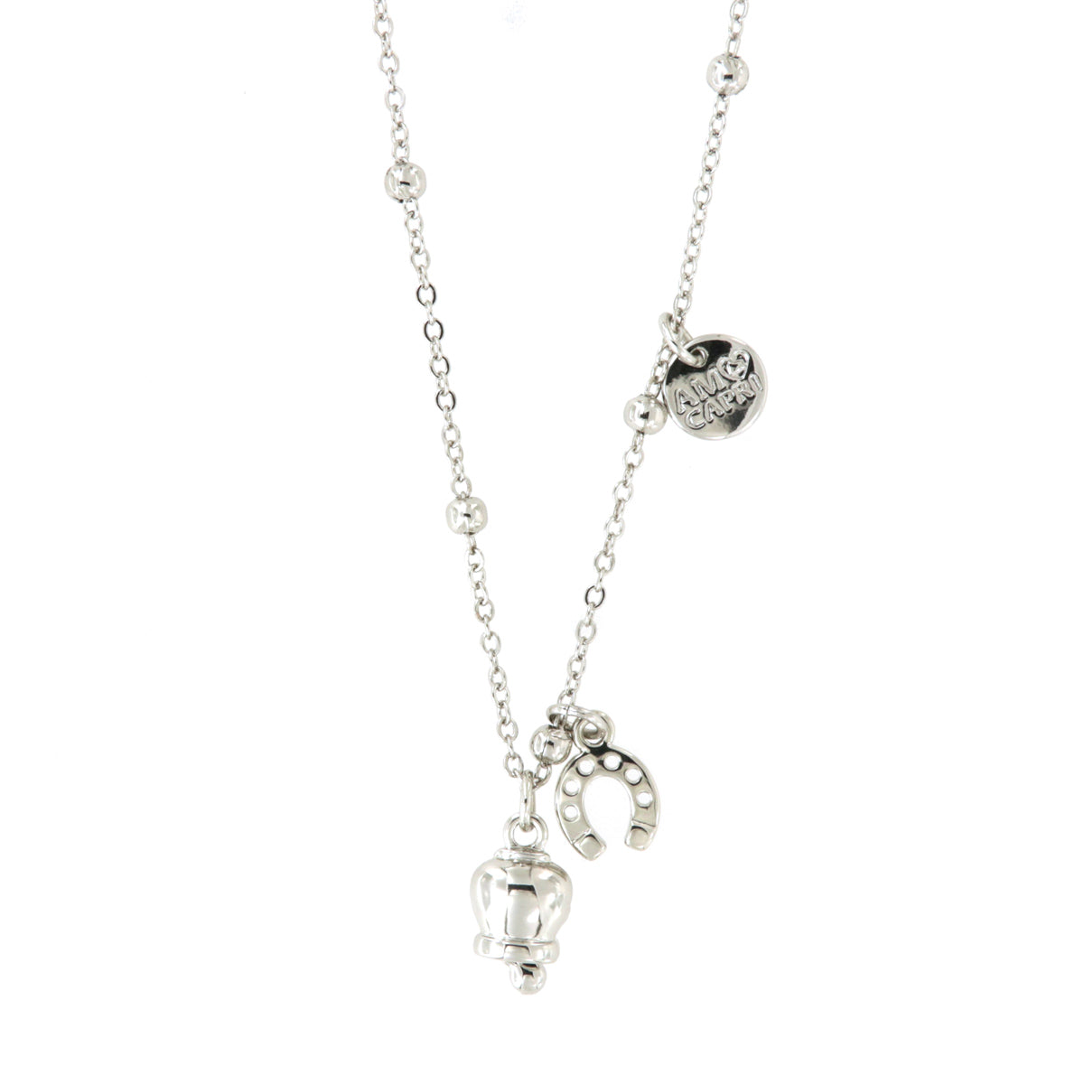 Collana in Metallo con campana pendente e ferro di cavallo