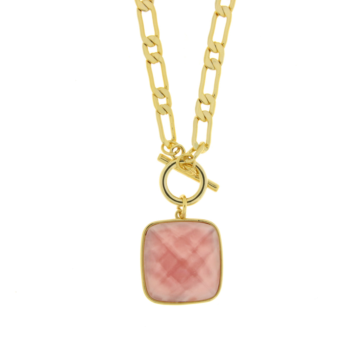 Collana in Metallo con pietra naturale rosa