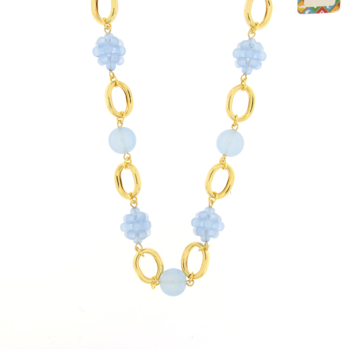 Collana in Metallo a catena con cristalli azzurri