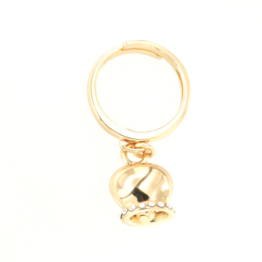 Anello in Metallo con campanella portafortuna pendente, impreziosita da cristalli