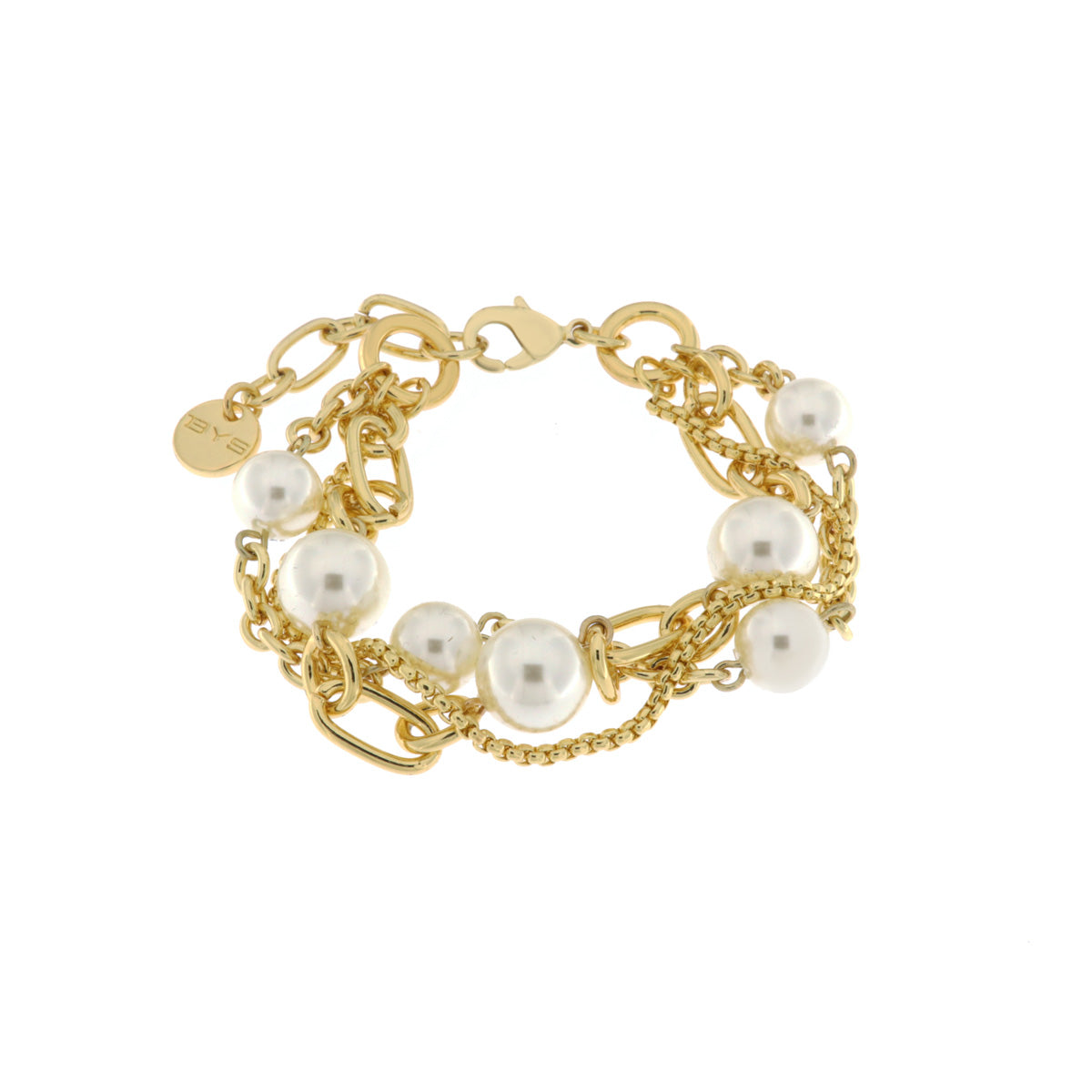 Bracciale in Metallo multifilo con catene e perle