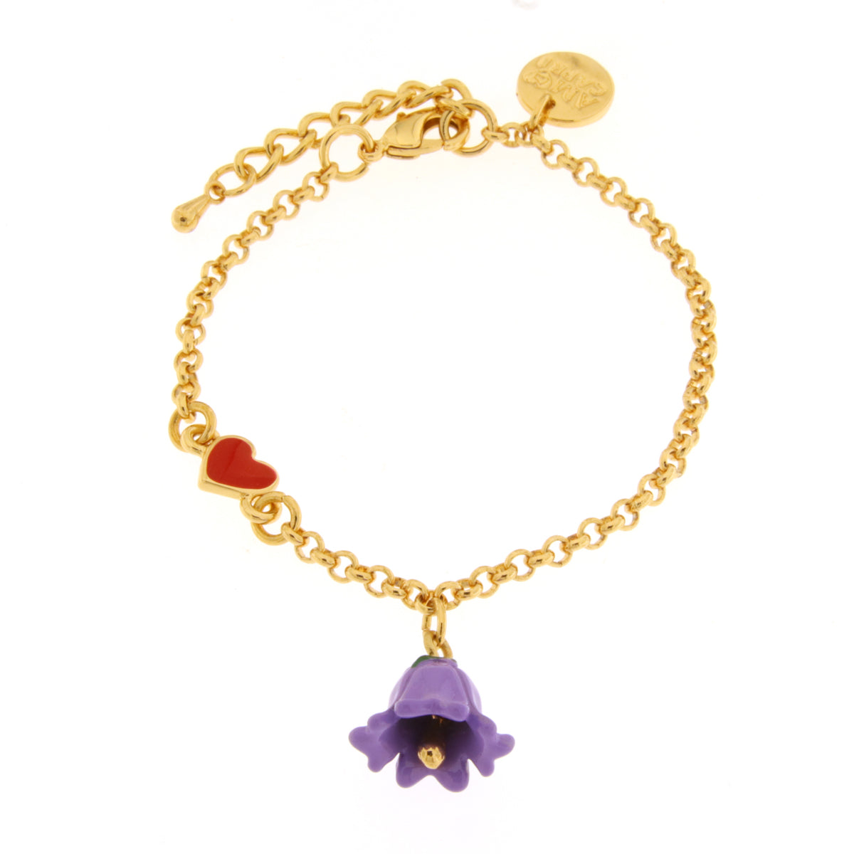 Metal bracelet with purple calla lily bell