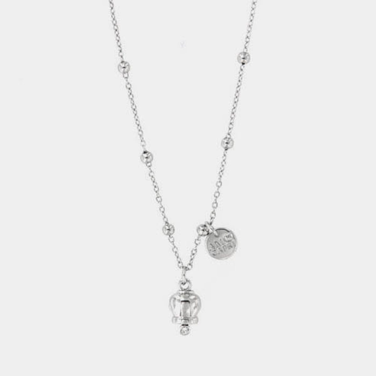 Collana in Metallo con campanella portafortuna pendente, impreziosita da cristalli