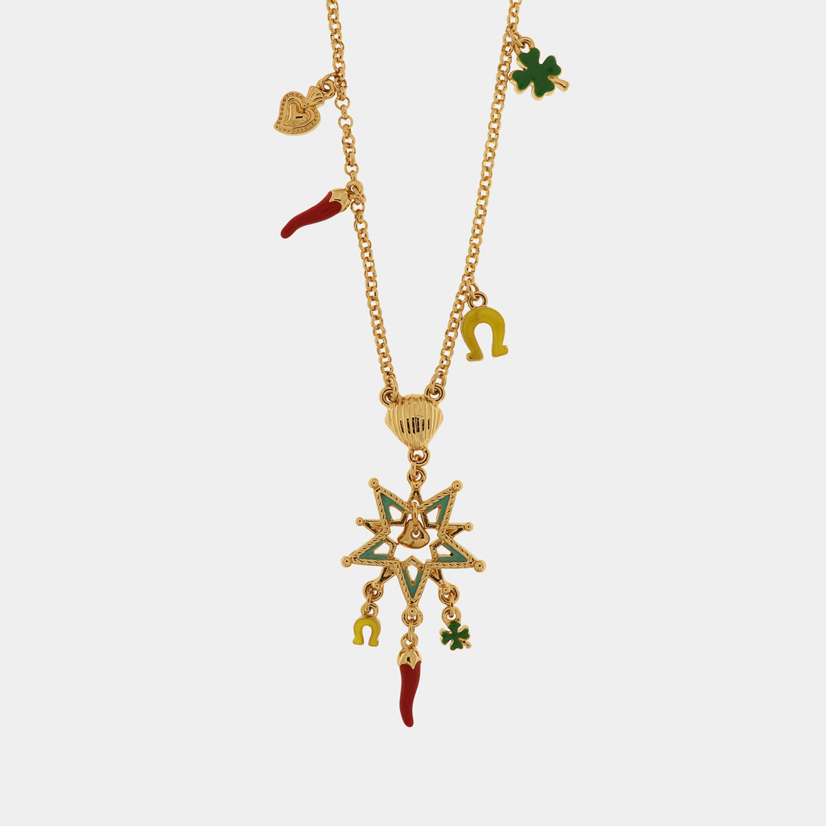 Collana in Metallo con amuleti sacri impreziositi da smalti colorati