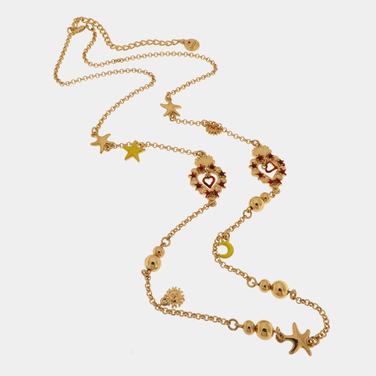 Collana in Metallo con cuori sacri e stelle