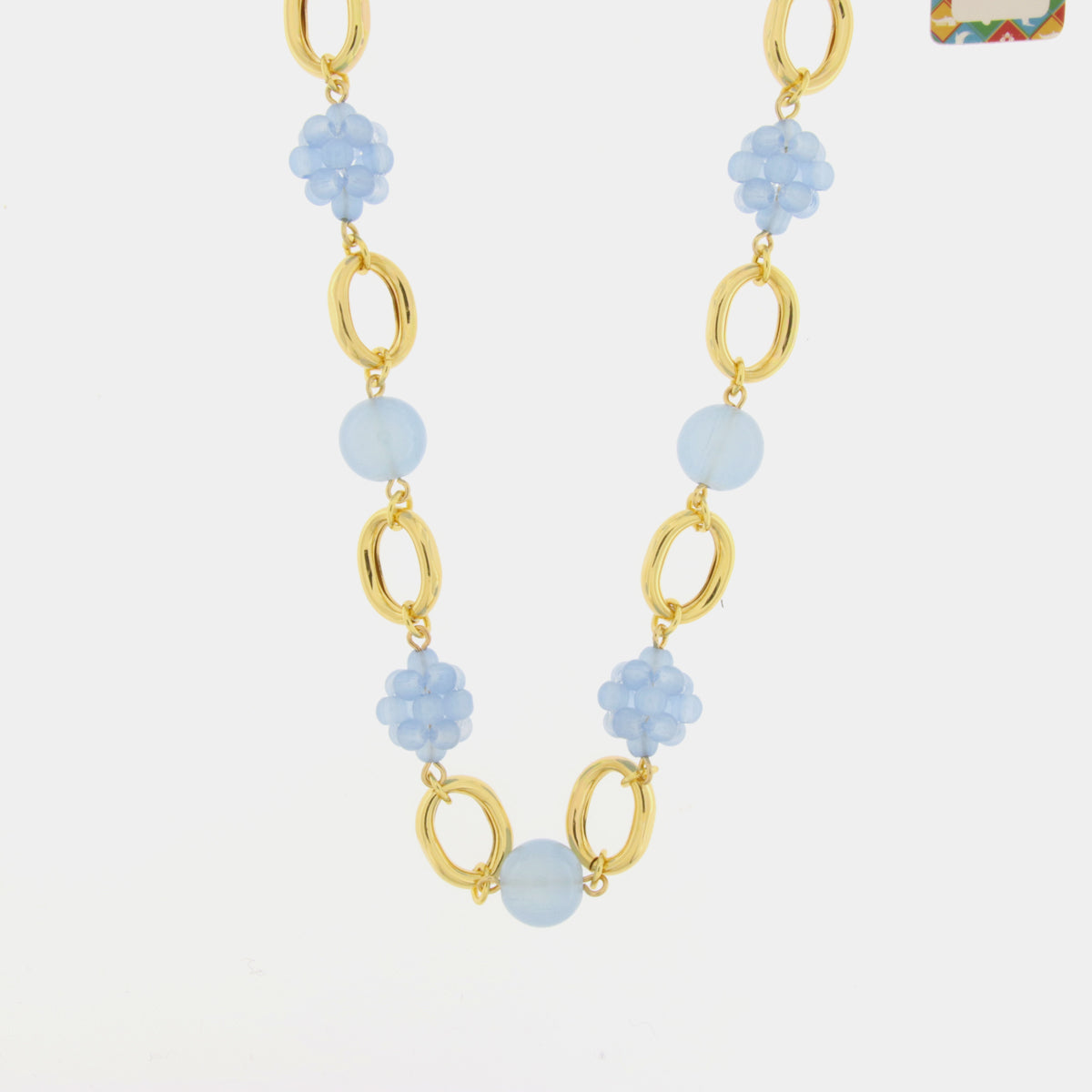 Collana in Metallo a catena con cristalli azzurri