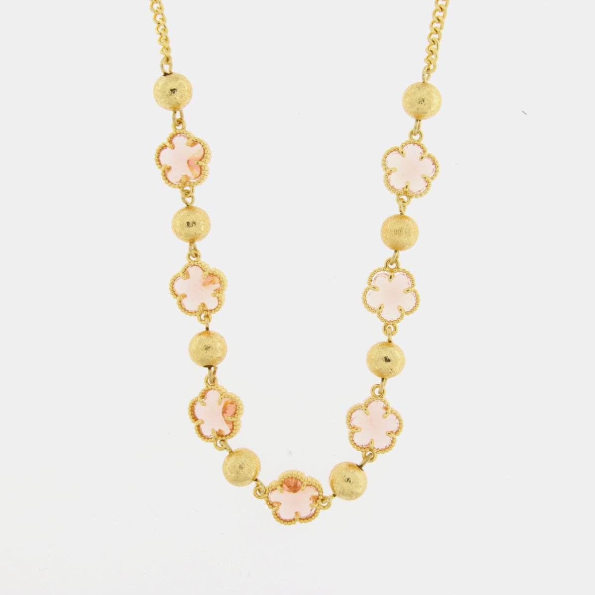 Collana in Metallo con fiori rosa