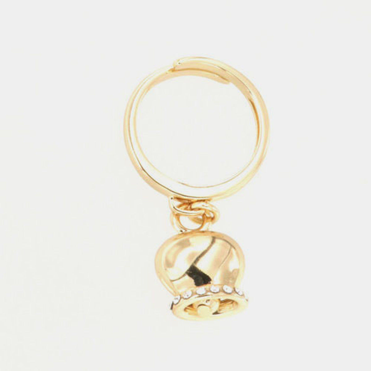 Anello in Metallo con campanella portafortuna pendente, impreziosita da cristalli