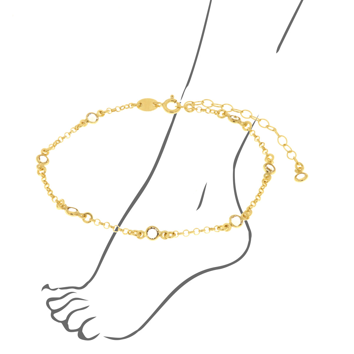 Anklet in arg 925 with white crystals