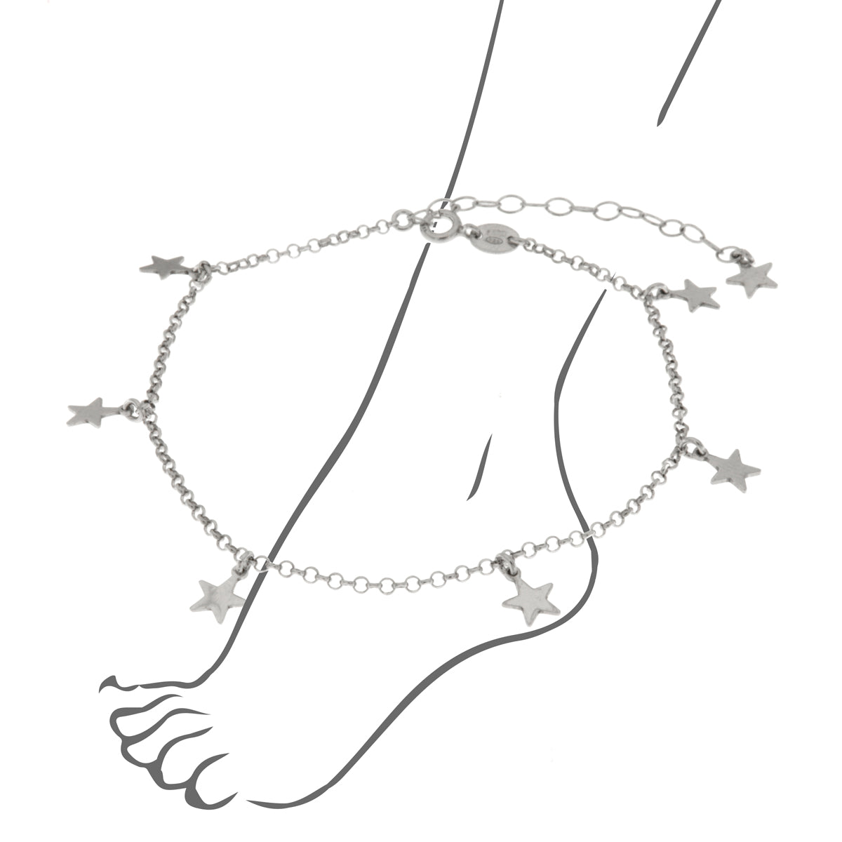 Anklet in arg 925 with stars