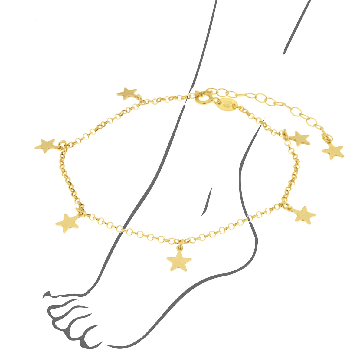 Anklet in arg 925 with stars