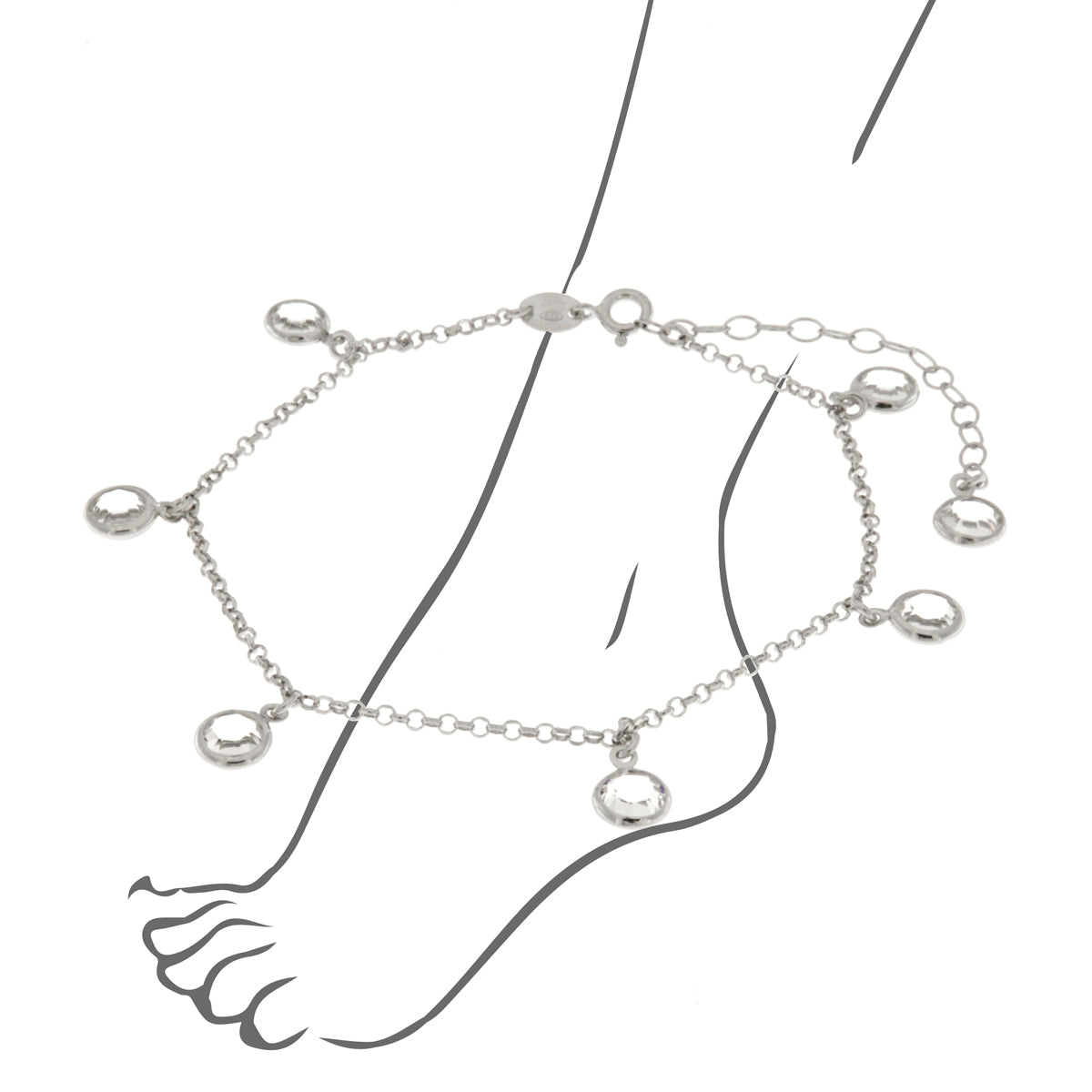 Anklet in arg 925 with white crystals