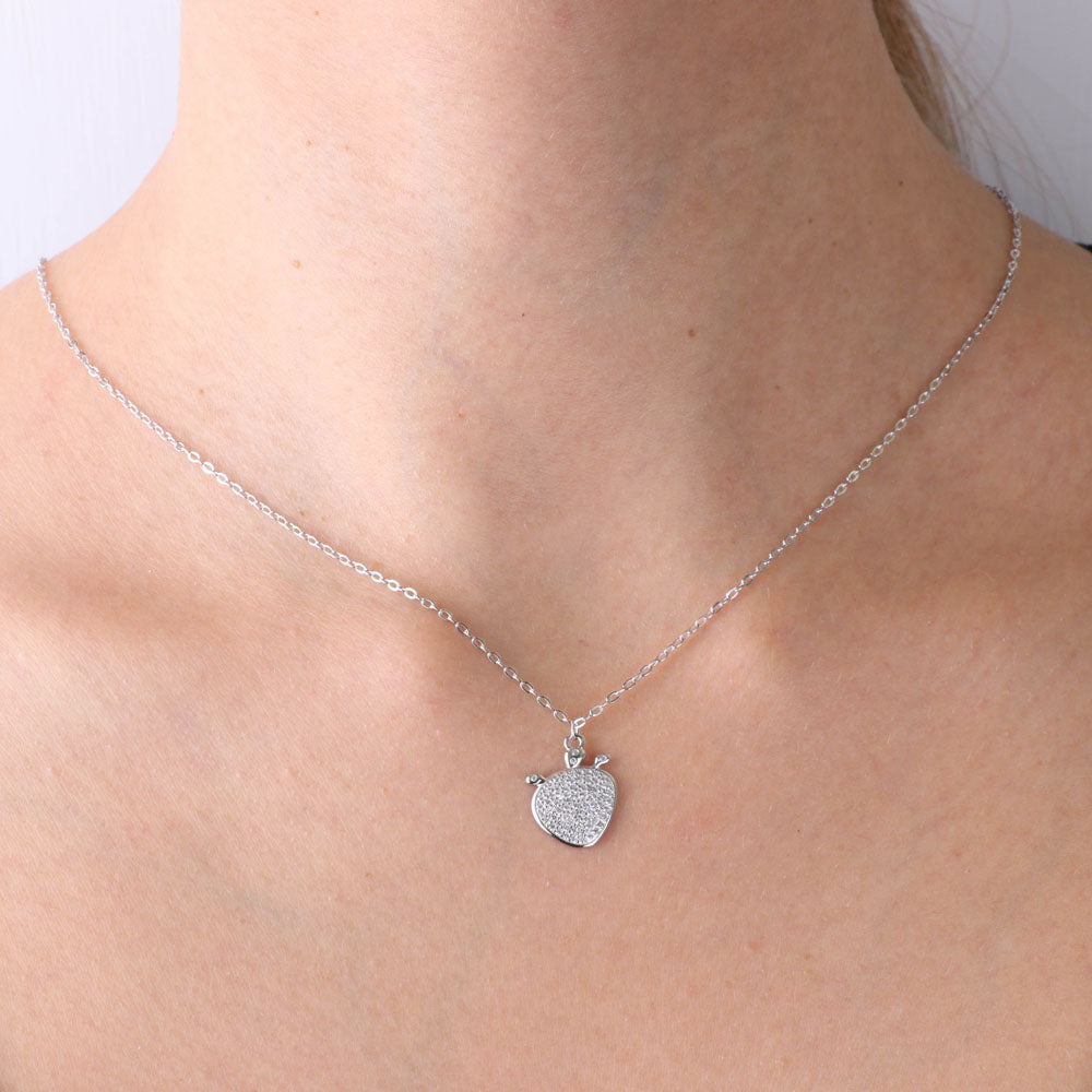 925 silver necklace with prickly pendant of India, embellished with white zirconi pavè
