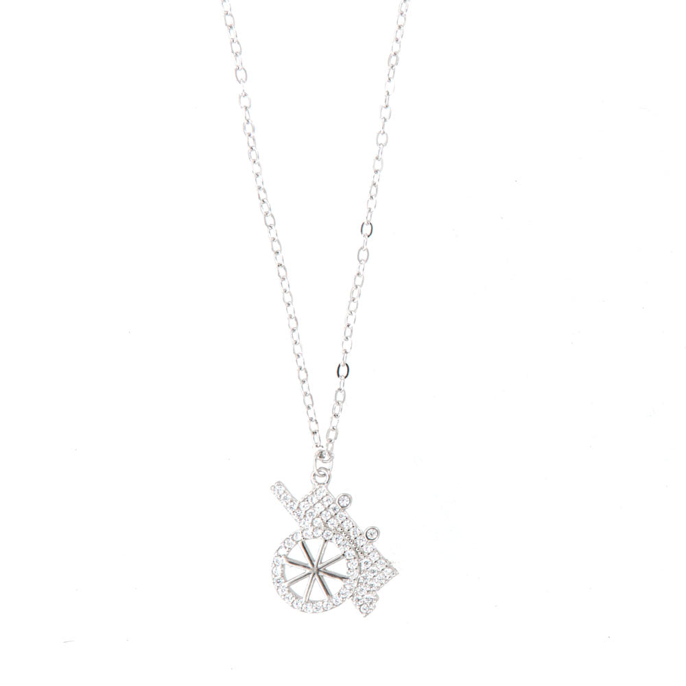 925 silver necklace with Sicilian cart pendant, embellished with white zirconi