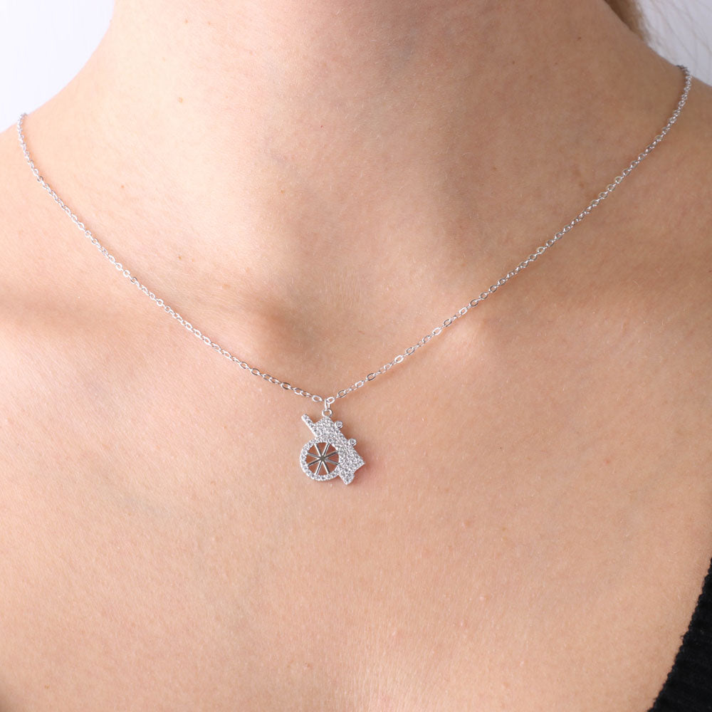 925 silver necklace with Sicilian cart pendant, embellished with white zirconi