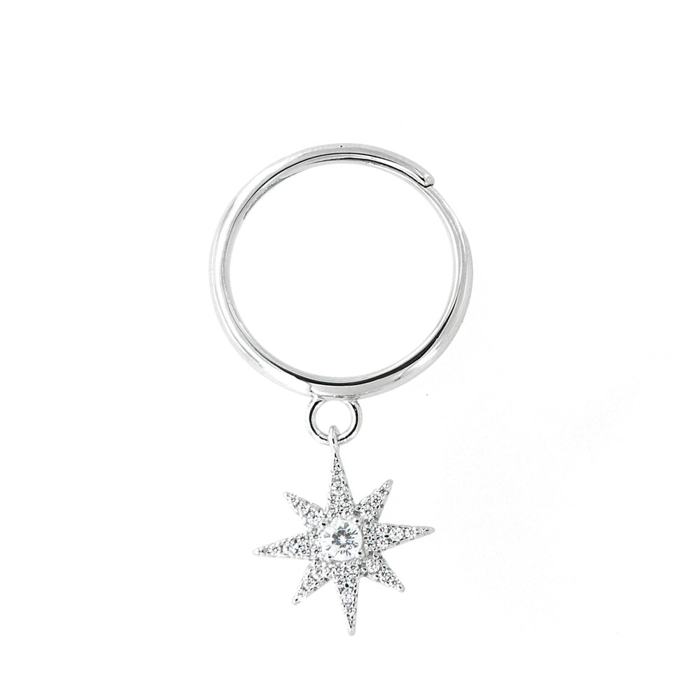 925 silver ring with twenty rose embellished with white zirconi