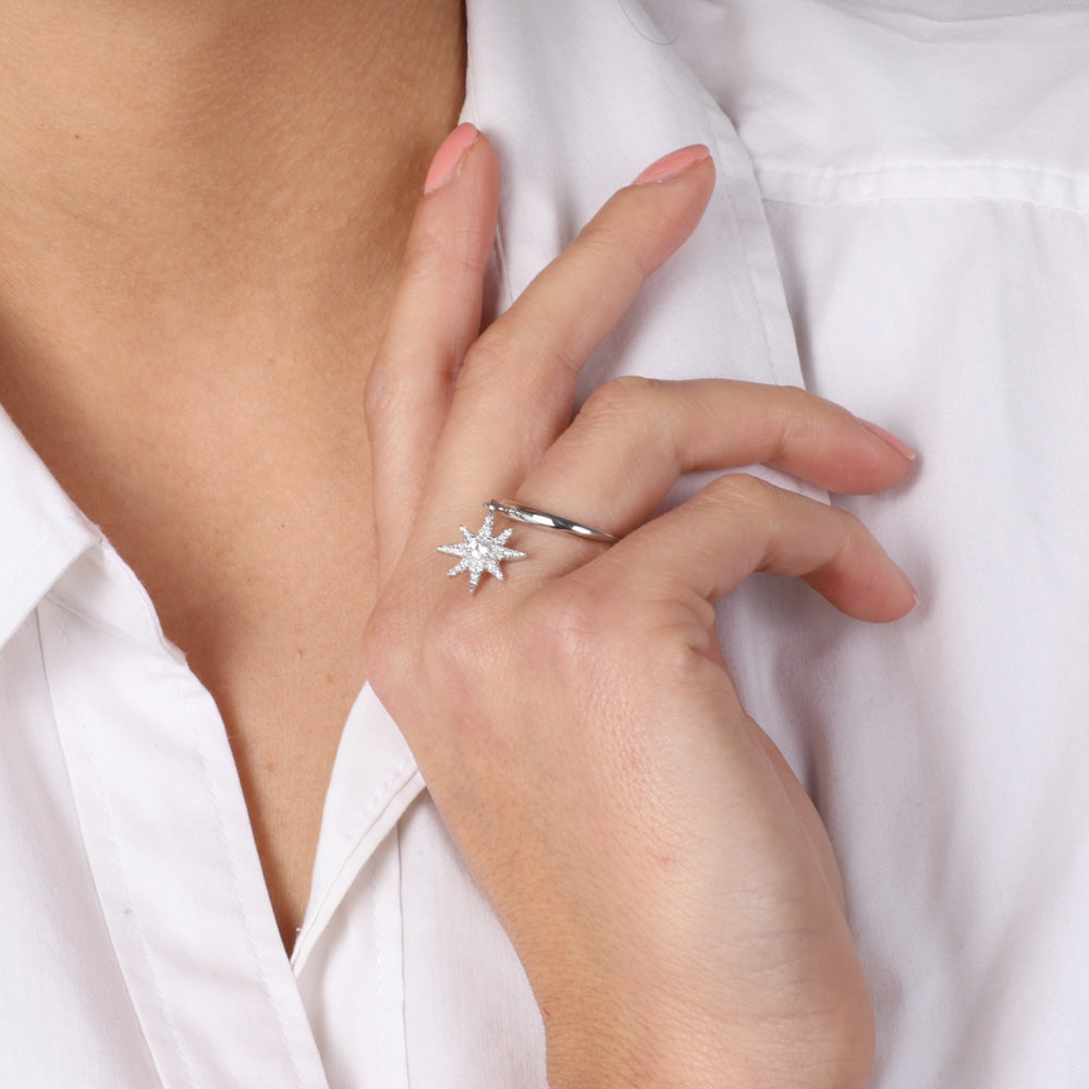925 silver ring with twenty rose embellished with white zirconi