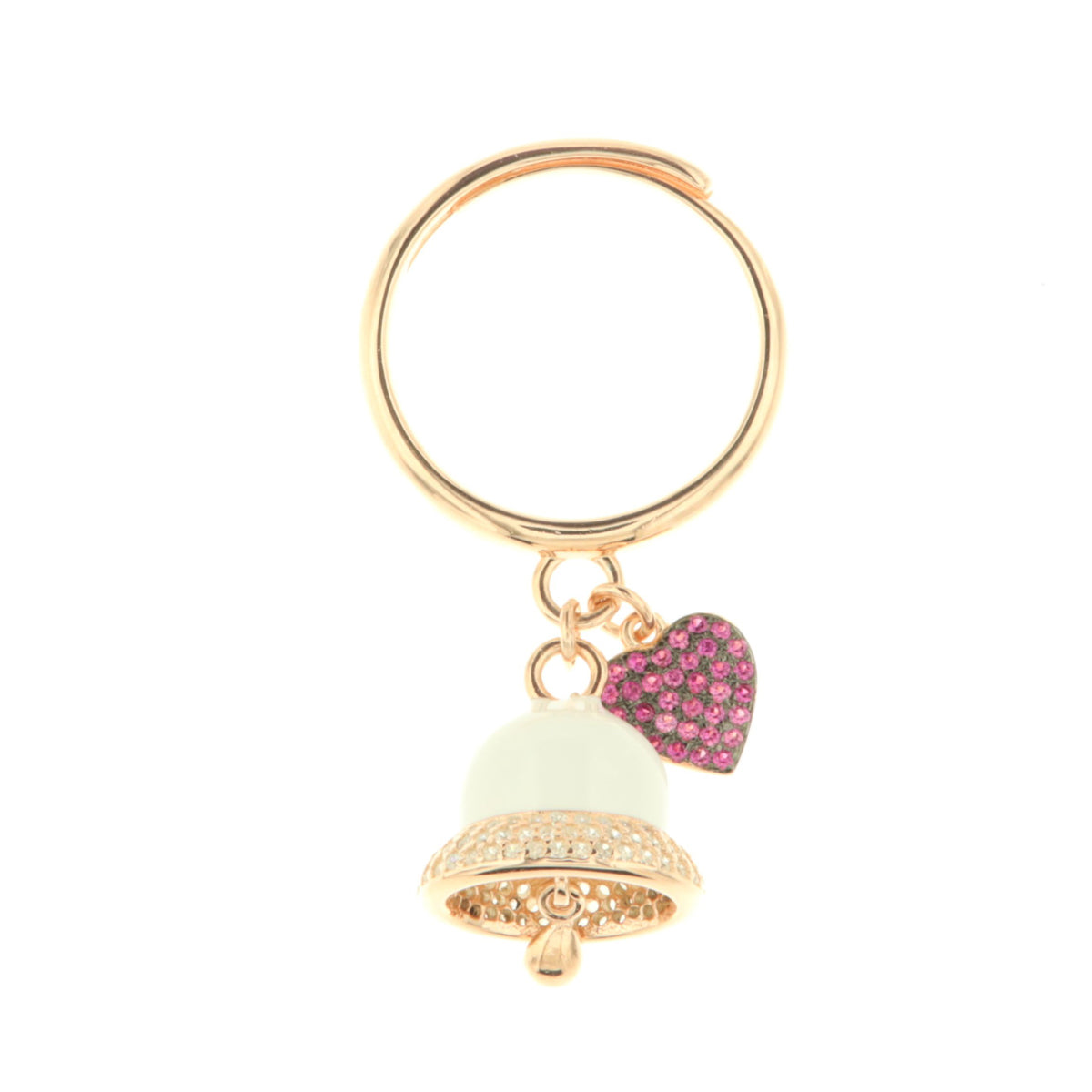 925 silver ring pendants with white bell and red heart