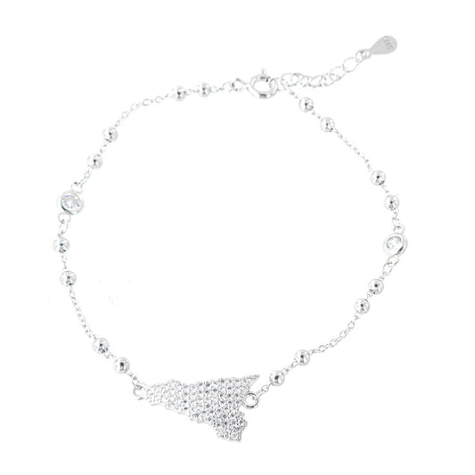 925 silver bracelet with Sicilian island shape, embellished with white zirconi pavè