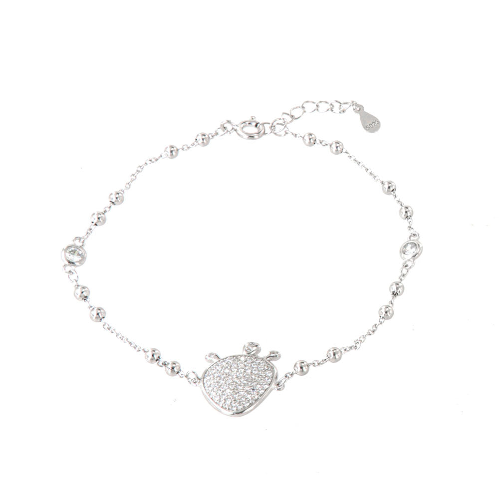 925 silver bracelet with prickly pendant of India, embellished with white zirconi pavè