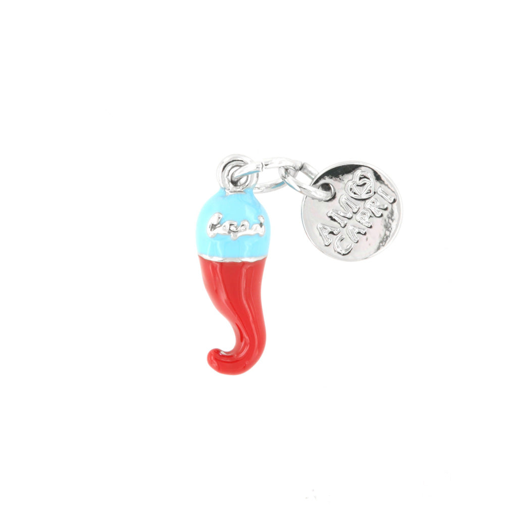 Metal pendant in shape horn charming charming and red and red
