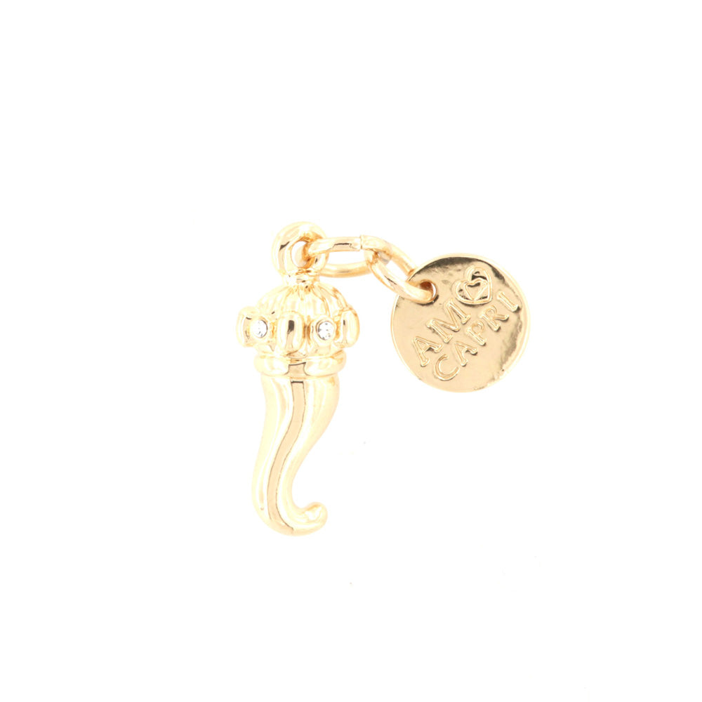 Horn -shaped metal pendant with crystals