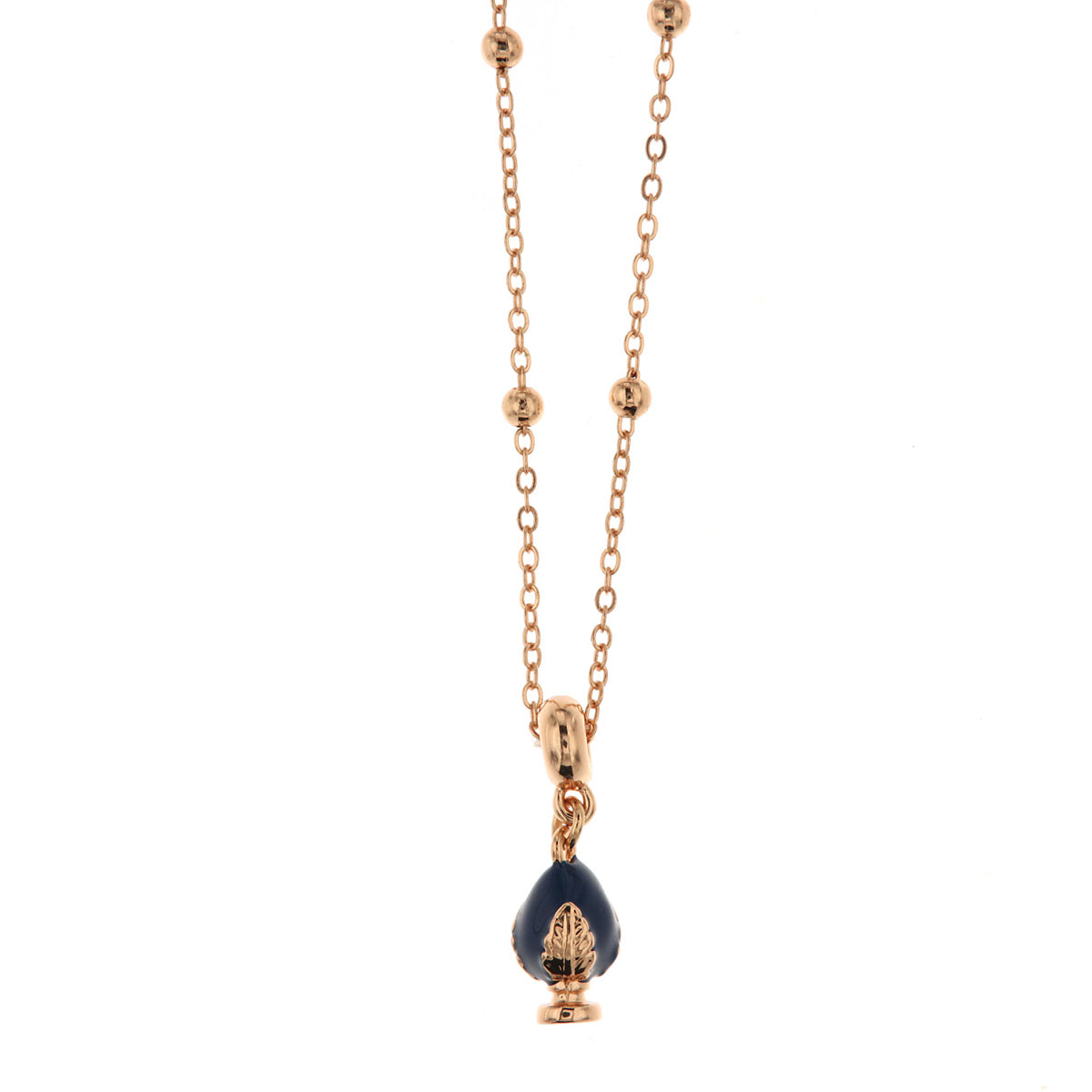 Metal necklace with blue lucky pumo