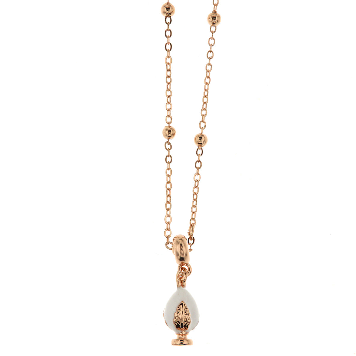 Metal necklace with lucky puma embellished with white enamel