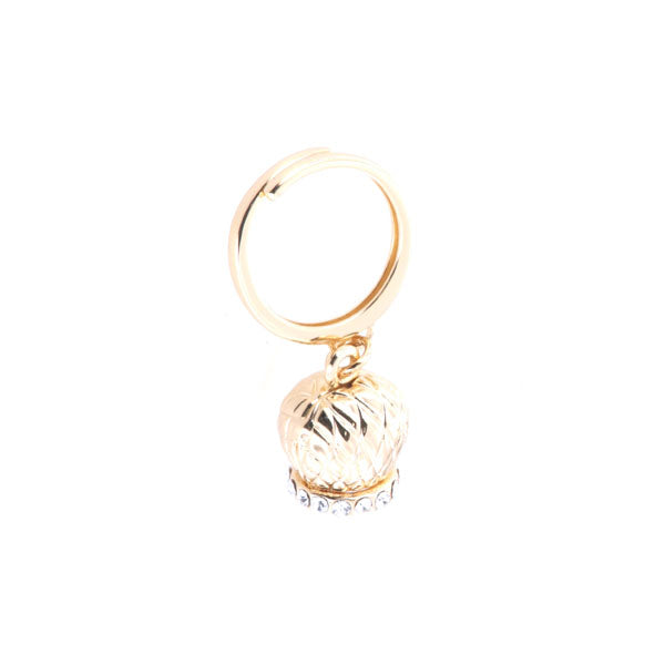 Metal ring with borcapal bell, intertwining motif, embellished with crystals
