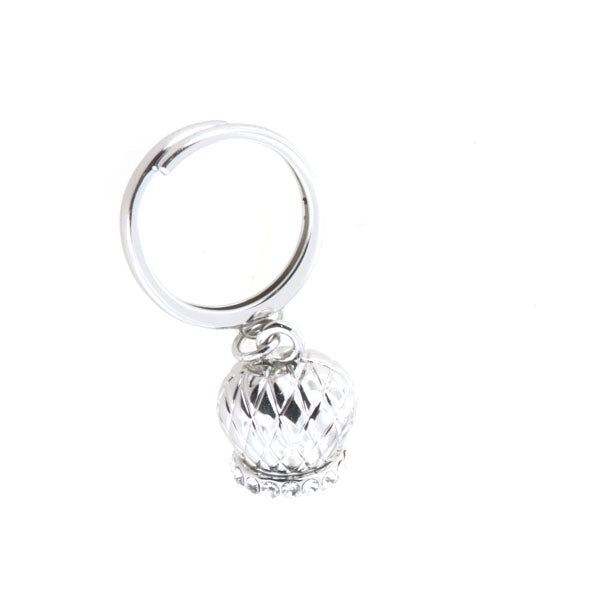 Metal ring with borcapal bell, intertwining motif, embellished with crystals