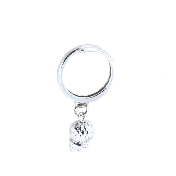 Metal ring with pendant charm bell, weave motive motif
