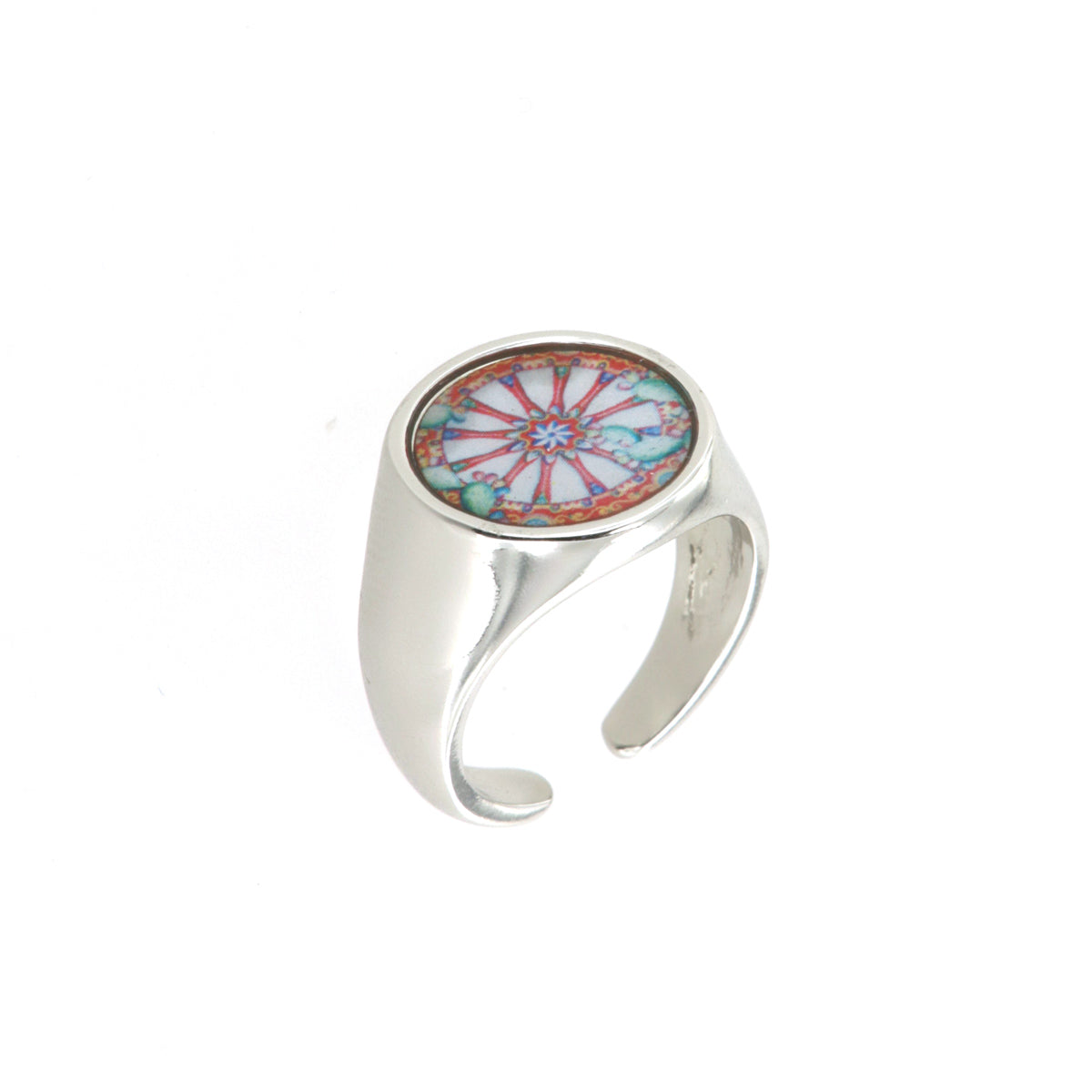 Sigillo metal ring, with a Sicilian cart wheel design