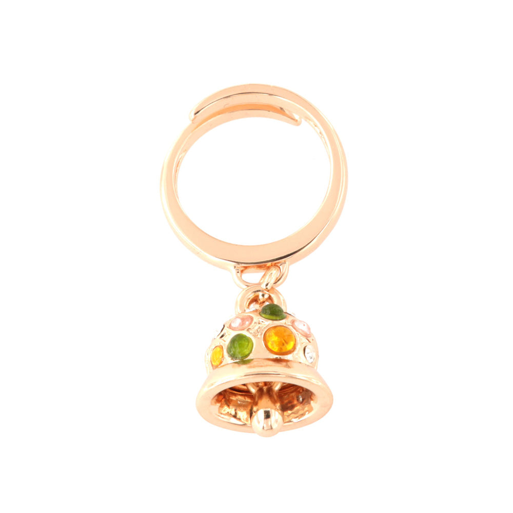 Metal ring with Capri bell, embellished with multicolored crystals