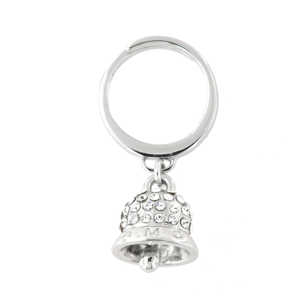 Metal ring with bell embellished with crystals
