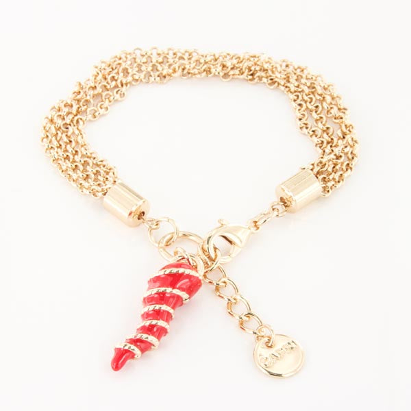 Metal bracelet multifile jersey, with red enamel horn