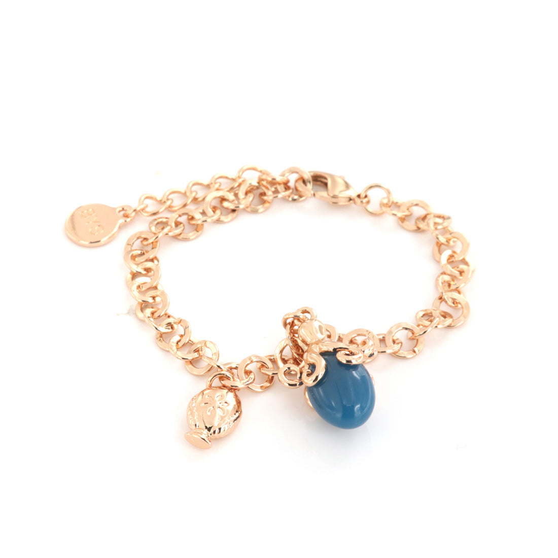 Metal bracelet with pendant olive embellished with colored enamels and lateral mini pumo