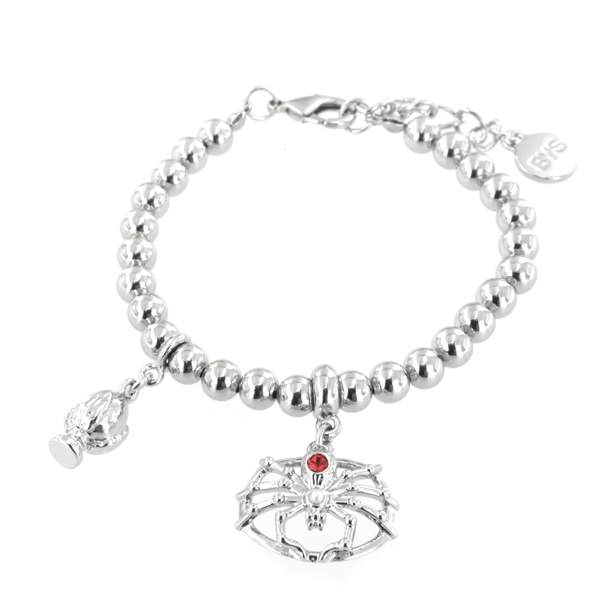 Metal bracelet with pendant tarantula and mini pumo