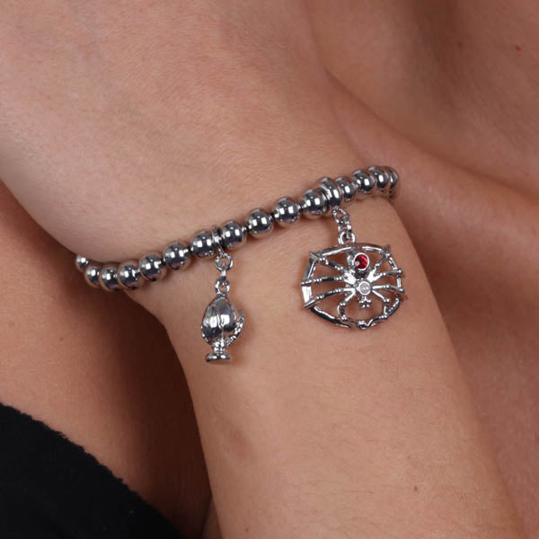 Metal bracelet with pendant tarantula and mini pumo