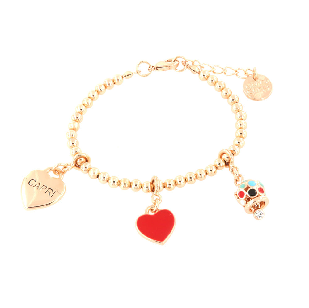 Multi -pendants bracelet detached heart -shaped and charcoal bell