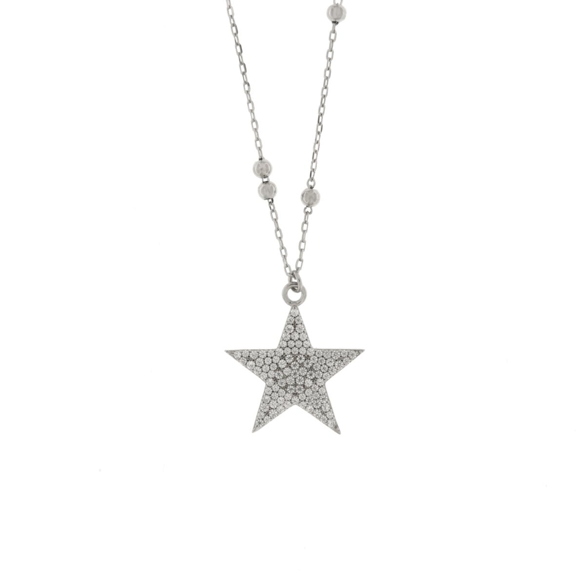 Collana in Argento 925 con stella impreziosita da luminosi zirconi bianchi