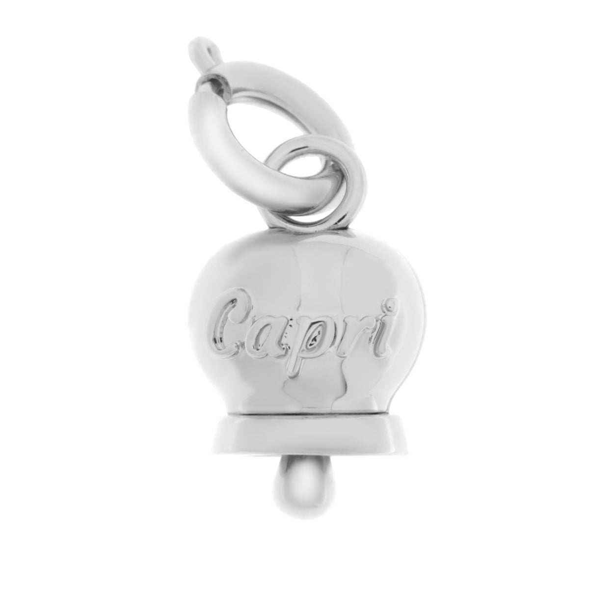 Metal pendant with silver bell written Capri