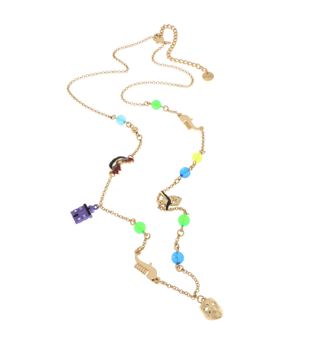 Collana in Metallo con cristalli di Murano, maschera e case colorate di Burano