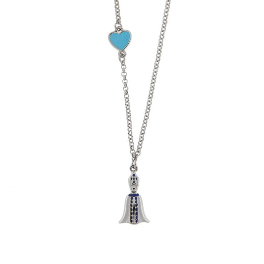 Collana in Metallo con pendente san gennaro e cuore azzurro