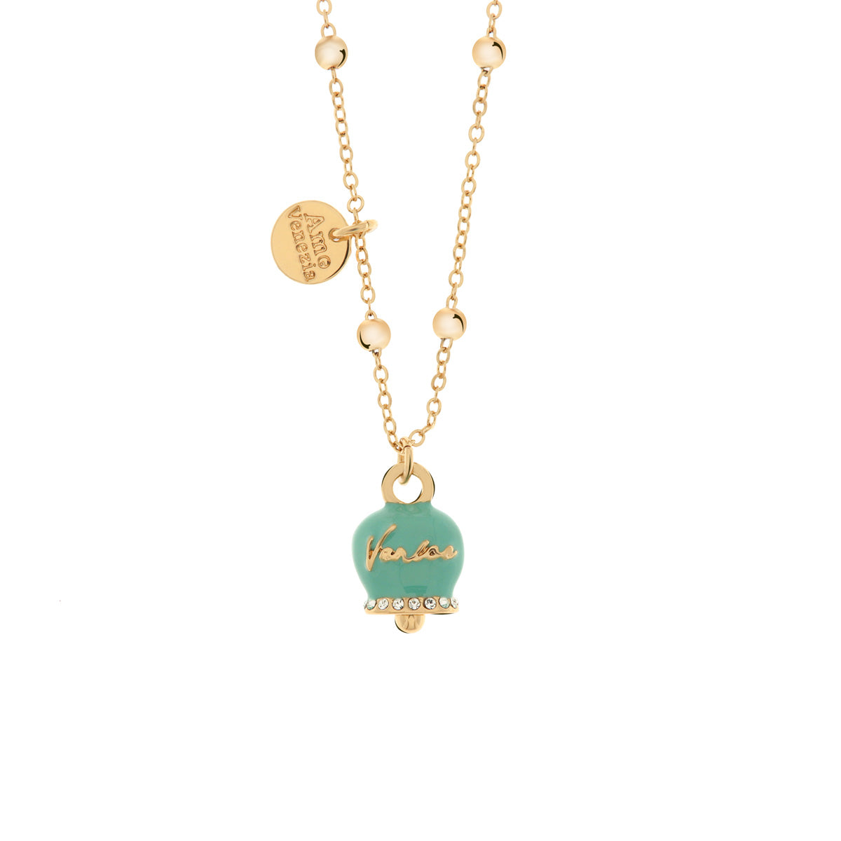 Collana in Metallo con campanella pendente verde