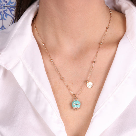 Collana in Metallo con campanella pendente verde