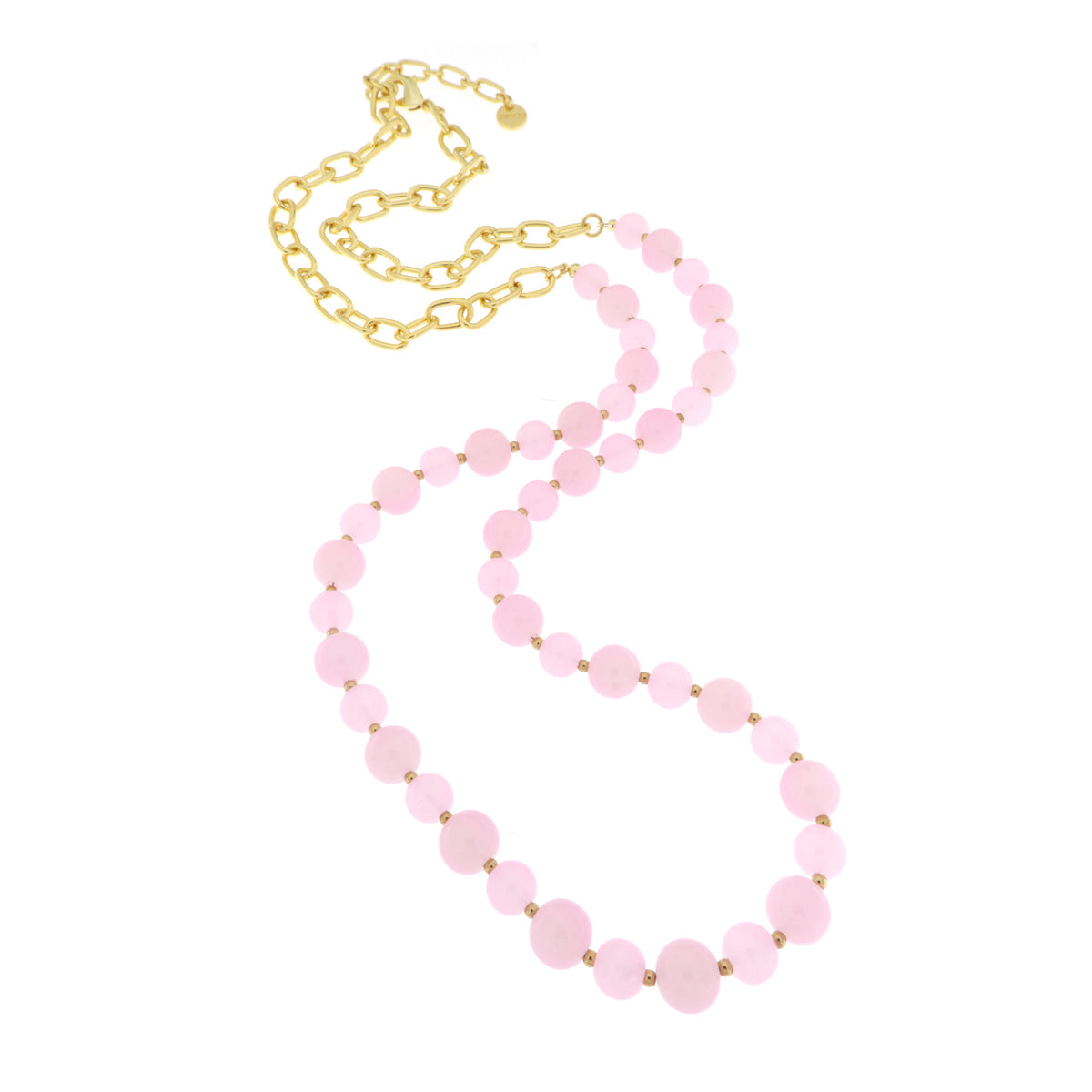 Collana in Metallo con pietre rosa e nodi