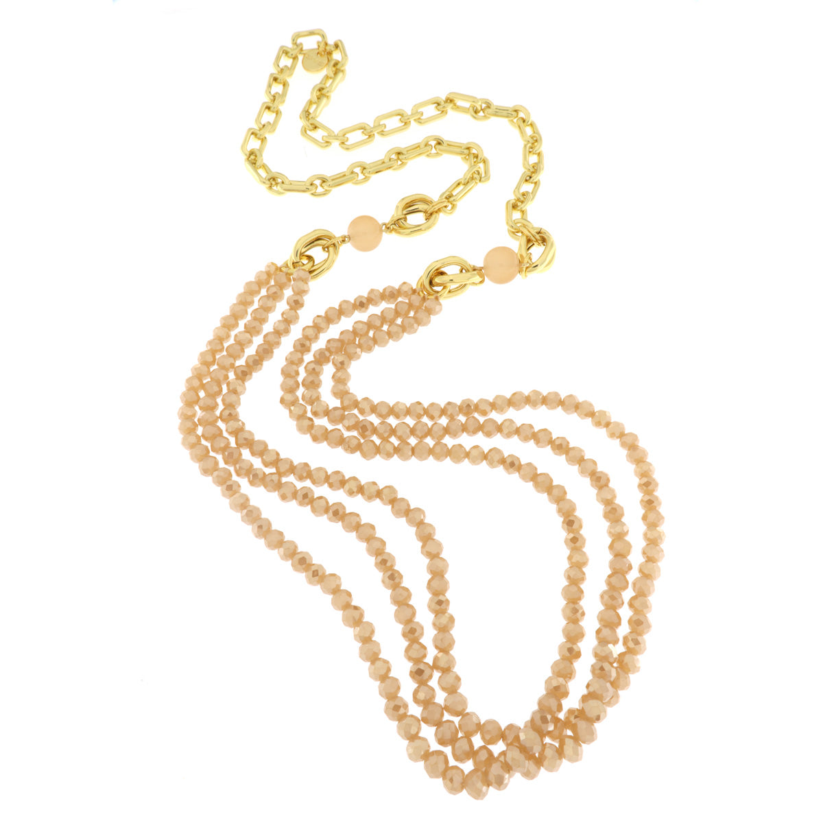 Collana in Metallo multifilo con pietre rosa cipria
