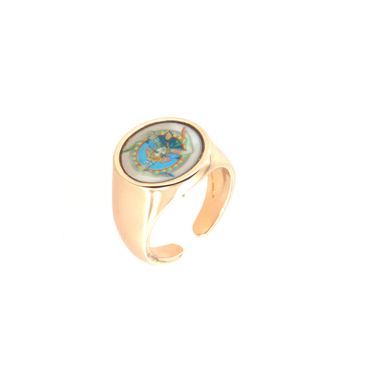 Anello in Metallo a sigillo, con disegno trinacria siciliana